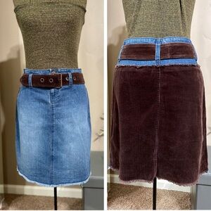 Vintage Route 66 Brown Corduroy Mini Jean Skirt Denim Y2K Western Academia Sz 4